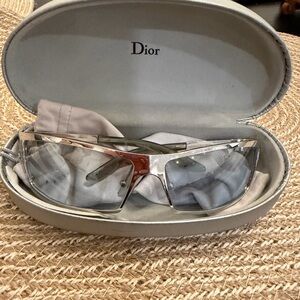 Dior YB76F Rush Sunglasses Silver Rimless Y2K Vintage Galliano Rare